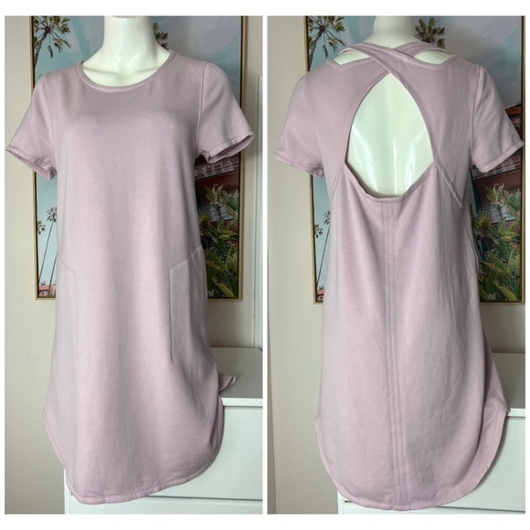 Dresses & Skirts - Women's Pastel Pink Violet Criss Cross Back Sports Athletic Mini Dress Sz Large